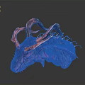 Purple Pink Fantasy Creature With Curved Horns And Spiked Textured Body