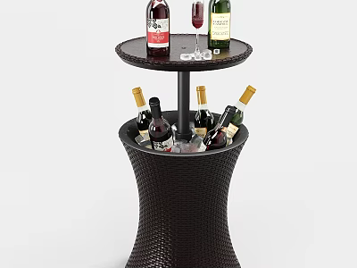 Dark Woven Wine Storage Stand With Multiple Bottles And Glass Holder 3d model