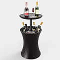 Dark Woven Wine Storage Stand With Multiple Bottles And Glass Holder