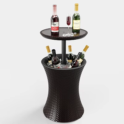 Dark Woven Wine Storage Stand With Multiple Bottles And Glass Holder 3d model