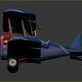 Vintage Blue Biplane Model With Classic Double Wing Structure And Detailed Design Features