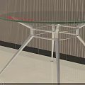 Modern Round Glass Top Side Table With Geometric Metal Legs 3D Model Design