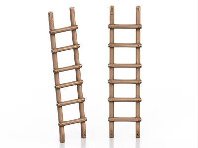 Wooden Ladder Style Staircase Design With Simple Structure And Natural Wood Finish 3d model