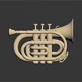 Golden Brass Cornet Musical Instrument With Shiny Finish And Intricate Design Details