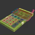 Electronic Device Green Calculator With Pink Buttons Digital Display And Stylish Design