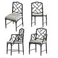 Stylish Leisure Chairs With Crossed Back Design Black Frame And Gray Upholstered Seats