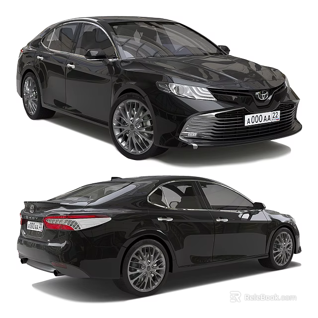 Black Sedan Car Showcasing Front And Rear Views 3d model