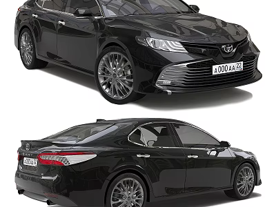 Black Sedan Car Showcasing Front And Rear Views 3d model