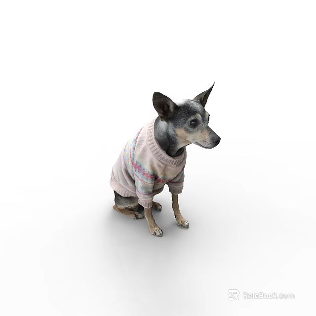 Cute Reptile Lizard Wearing Pink Knitted Sweater Sitting Calmly On White Background 3d model 