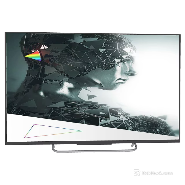 Modern LED TV With Geometric Human Silhouette Display And Rainbow Accents 3d model 