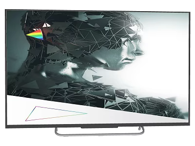 Modern LED TV With Geometric Human Silhouette Display And Rainbow Accents 3d model