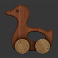 Wooden Duck Push Toy With Round Wheels For Children Play