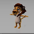 3D Cartoon Lion Character With Red Mane Standing And Open Arms Friendly Pose