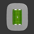 Modern Football Stadium Design Featuring Green Turf And White Seating Areas
