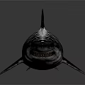 Detailed Realistic Shark With White Stripes On Dark Background 3D Render