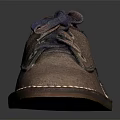 Fashionable Taupe Lace Up Suede Shoes With Brown Sole And Stitching Details