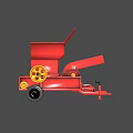 Portable Red Wood Shredder With Yellow Gear Black Wheel And Tilted Discharge Chute