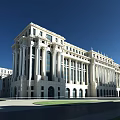 Grand Classical Museum Building With White Stone Facade And Columned Design Under Blue Sky