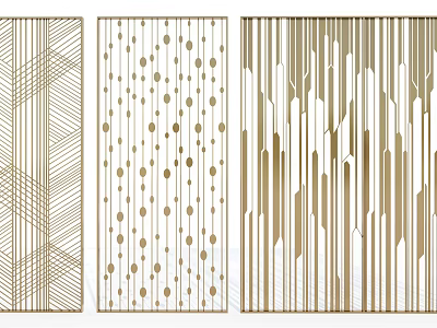 Modern Decorative Room Dividers With Different Geometric Patterns And Gold Lines 3d model