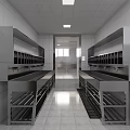 Modern Bright Public Restroom With Multiple Cubicles Stainless Steel Sinks And Tiled Walls