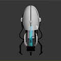 Advanced Space Probe Featuring White Main Body Blue Glowing Section And Black Mechanical Arms