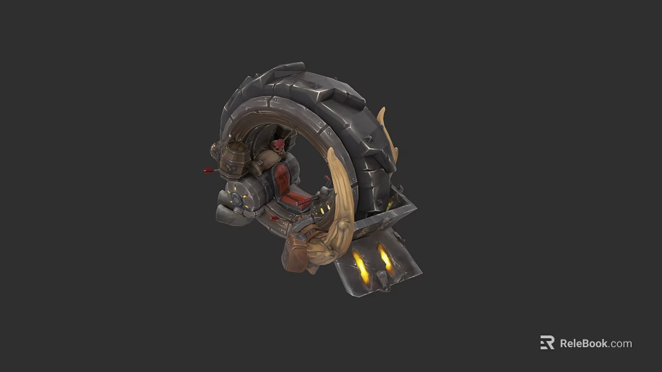 Futuristic Military Tank 3D Model With Mechanical Armor And Yellow Lights 3d model 