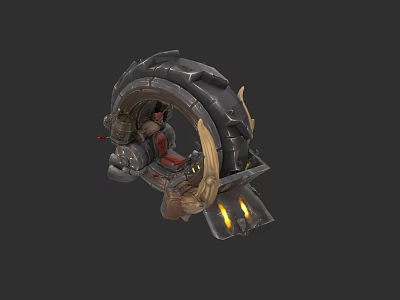 Futuristic Military Tank 3D Model With Mechanical Armor And Yellow Lights 3d model