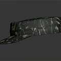 Camouflage Military Style Hat With Green Brown Pattern And Flat Top Design