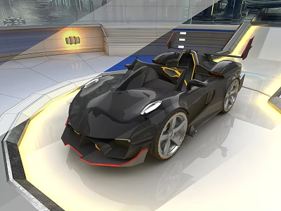 Black Convertible Sports Car Featuring Modern Sleek Design In Stylish Showroom Lighting 3d model