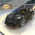 Black Convertible Sports Car Featuring Modern Sleek Design In Stylish Showroom Lighting