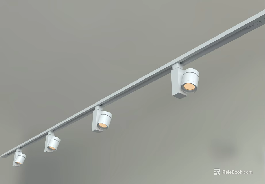 Modern White Track Mounted Downlights Spotlights with Adjustable Illuminated Ceiling Heads 3d model