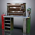 Industrial Style Functional Desk With Metal Frame Multiple Shelves And Drawer Storage Design