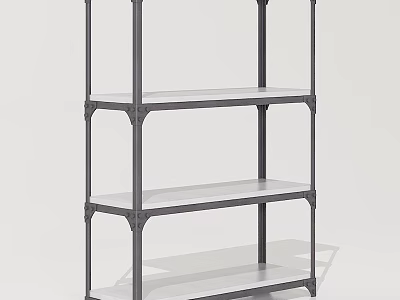 Modern Multi Tier Storage Shelf With Metal Frame And White Shelves 3d model