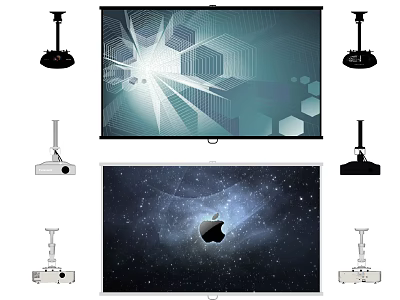 Projection Monitoring System With Projection Screens Projector Mounts And Surveillance Equipment 3d model