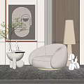 Quiet Single Sofa Floor Lamp Side Wall Decoration 3d model