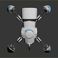 Sci Fi Game Movie Character Robot With White Gray Body Circular Top And Mechanical Claws