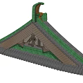 Ancient Architecture Roof with Intricate Carved Patterns on Wooden Beams and Green Tiles