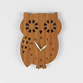 Wooden Owl Shaped Wall Clock with Black Number Markers and Classic Design