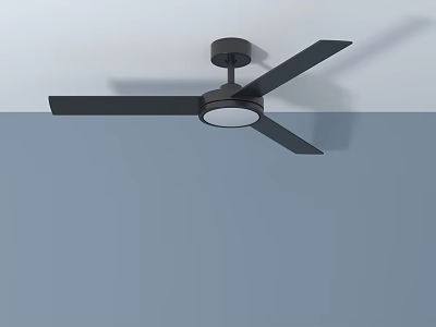 Modern Black Ceiling Fan With Light And Blades For Home Interior Design 3d model