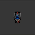 Futuristic Red Silver Mechanical Sci Fi Weapon With Blue Energy And Detailed Structure