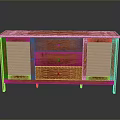 Classic Solid Wood Cabinet With Three Drawers And Woven Side Panels