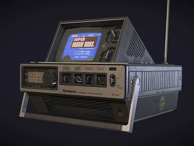 Vintage Panasonic Audio System With Display Screen Knobs Antenna And Control Panel 3d model