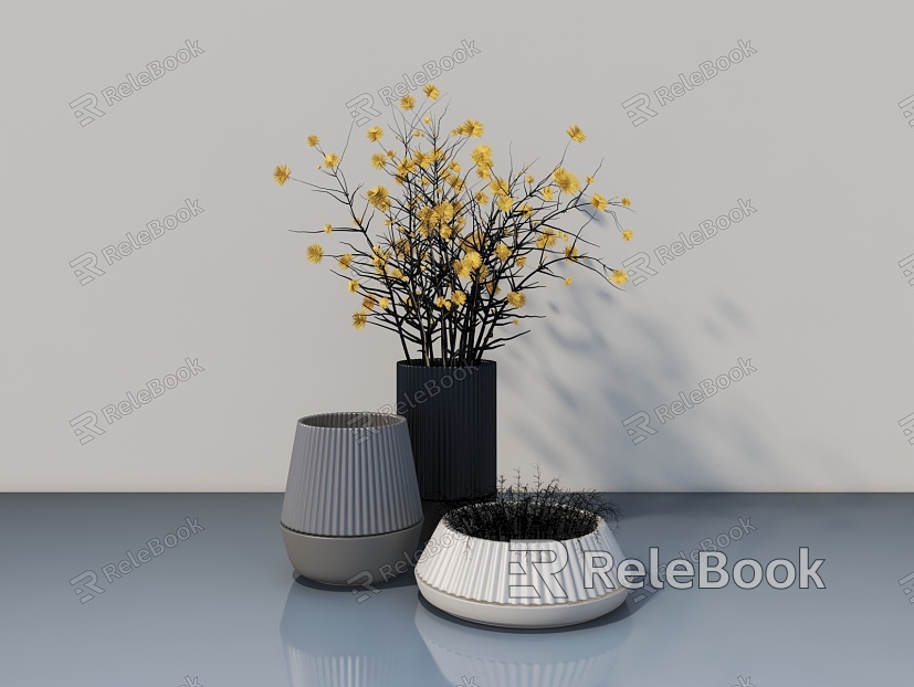 Chinese Ornaments Potted Plant model