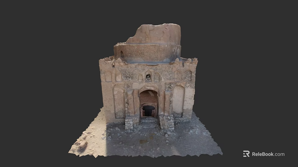Ancient Architecture Ruins With Intricate Stone Carvings And Archway Details 3d model 
