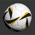 REMS Branded Soccer Ball With White Yellow Black Stripes And Design