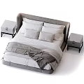 Modern Double Bed With Upholstered Headboard White Linens And Nightstand
