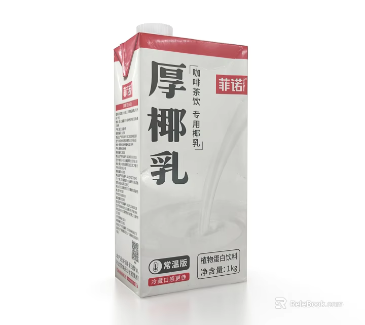 Feinuo Thick Coconut Milk Plant Protein Beverage in 1L Carton Packaging 3d model 