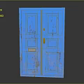 Vintage Blue Wooden Door With Worn Finish Brass Handle And Mail Slot