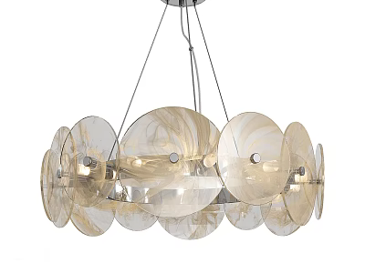 Modern Pendant Light With Transparent Circular Discs And Metal Frame Design 3d model