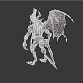 Mythical Demon Creature With Large Horns Bat Like Wings And Muscular Dark Body